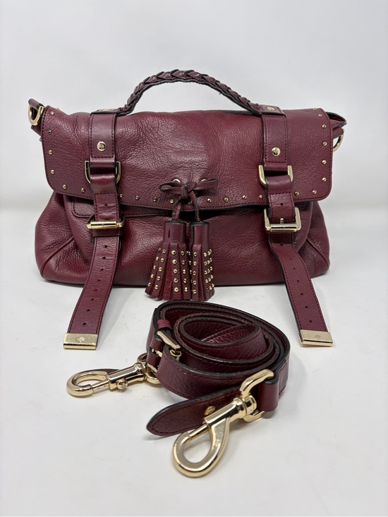 Mulberry Handbags - Mulberry Alexa Studded Tassel Satchel Bag Oxblood Burgundy Soft Buffalo Leather